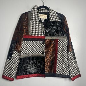 NORM THOMPSON Velvet Silk Colorblock Jacket Small Multicolor Patchwork Artsy